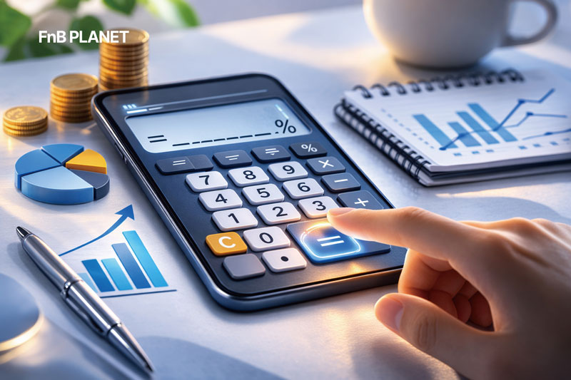 외식업 손익계산기 화면 예시, 음식점 매출·원가·영업이익·순이익을 계산하는 모습